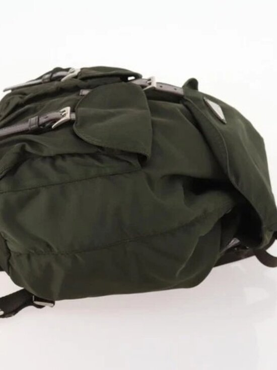 PRADA Backpack Nylon Khaki Silver Auth 172669 main image 7